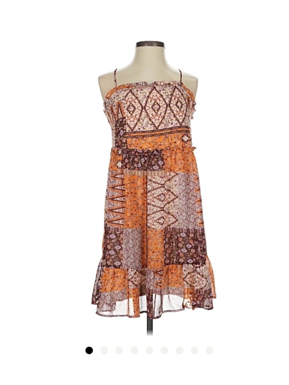ILLA ILLA Patchwork Midi Sundress in Orange and Brown